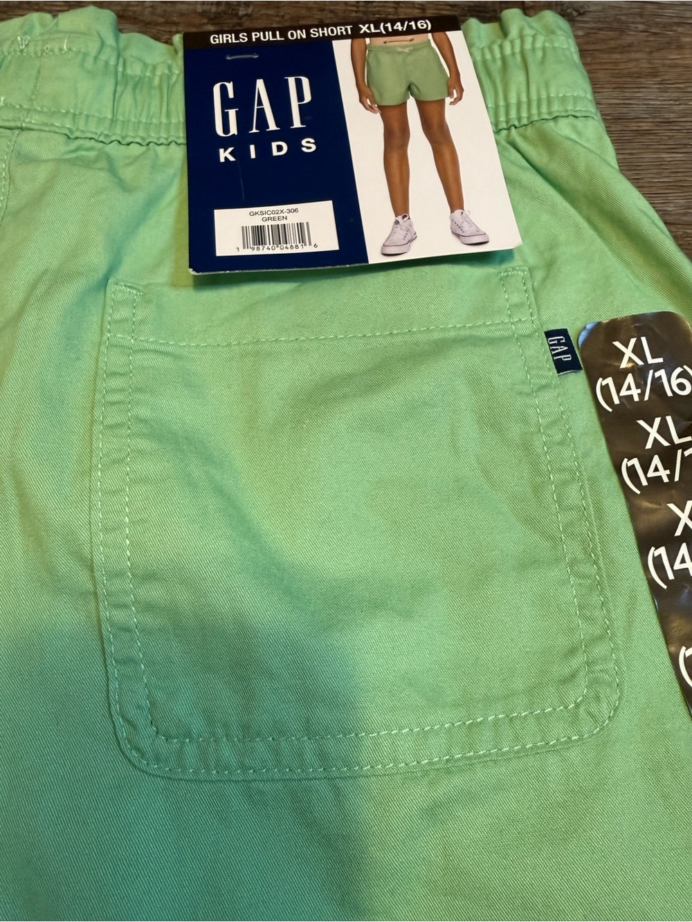 GAP Light Green Athletic Drawstring Shorts NWT Size 14 / 16 - Picture 5 of 8